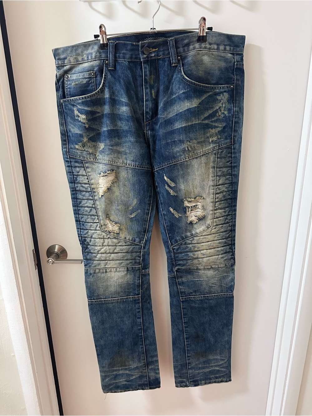 Raw & Dirty Slim Straight Distressed Blue Men's Jeans